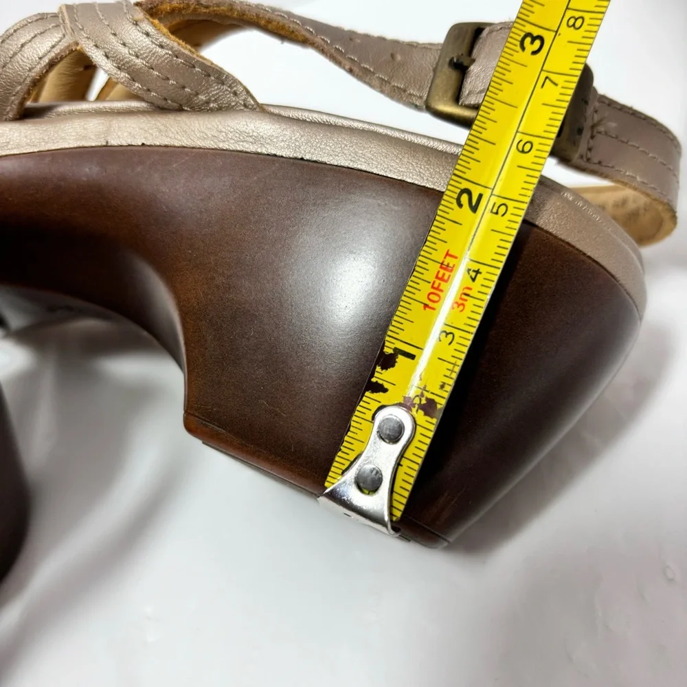 Clarks Unstructured Sandals Strappy Slingback Brown Taupe Wedge Heel Women 9.5 M